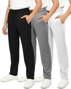 Real Essentials 3 Pack: Boys' Mesh Open Bottom Active Sweatpants with Pockets & Drawstring - Set 11, XS(4-5)