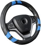 Achiou Blue Car Steering Wheel Cover Universal 15 inch with Grip Contours, Leather Auto for Men and Women Non-Slip Breathable Soft and Comfortable