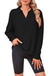 MISFAY Oversized Sweatshirt for Women Pullover Long Sleeve Collared Neck Shirts Tunic Tops,Black,3XL