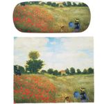 Claude Monet Painting Art Premium Quality Poppies Eyeglass Case and Matching Microfiber Eyeglass Cleaning Cloth