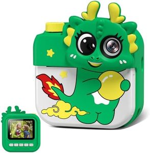 Hangrui Kids Camera Instant for 3-8 Toddlers Boys Girls, 2.0 Inch Screen 12MP/1080P HD Video Baby Digital Camera with Print Function, Green A