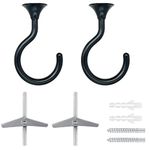 Large Swag Ceiling Hooks Heavy Duty Swag Hook with Hardware for Hanging Plants Ceiling Installation Cavity Wall Fixing (2, Black)