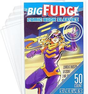 BIG FUDGE 50 Comic Book Sleeves - 7.25” x 10.5" Acid Free Crystal Clear Archival Bags - Plastic Protector Sleeve for 1990's & Current Comics