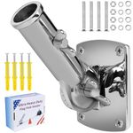 316 Stainless Steel Flag Pole Holder, Marine Grade Ultra Heavy Duty Flag Pole Mount, Outside House Flag Pole Bracket, Flagpole Mounting Bracket, Outdoor Adjustable Flag Holder - Mirror Polishing, 1 in