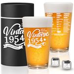 Vintage 1951 Old Time Information 70th Birthday Gifts for Men Women Beer Glass – Funny 70 Year Old Presents - 16 oz Pint Glasses Party Decorations Supplies-70 Year Old Birthday Party Decorations