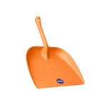 Firmer Plastic Cleaning Dustpan | Dust Picker with Long Handle for Home | Unbreakable Dust Collection Pan | Orange