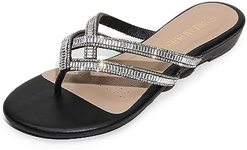 DREAM PAIRS Women's Fashion Rhinestones Design Slides Sandals Dress Daily Flat Sandals for Summer,Size 8.5,Black,Jewel_01