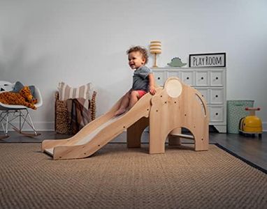 Avenlur Nima Indoor Slide - Elephant Shape Montessori Waldorf Style - Safe, Sturdy, and Reliable - Perfect Indoor Play Space for Developing Motor Skills and Balance in Toddlers and Kids Ages 1 to 5yrs