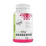 PlantVital Berberine 500mg Supplement -90 Capsules. Berberine Supplements - Support Healthy Blood Glucose Levels - Made in Canada. Vegan and Non-GMO.