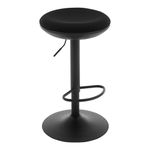 WOLTU Bar Stool, Elastic Fabric Breathable Breakfast Bar Stool, Black Round Kitchen Stool, Height Adjustable Counter Stool, 360° Swivel Stool with Footrest, Backless Upholstered Stool, BH414sz-1-UK