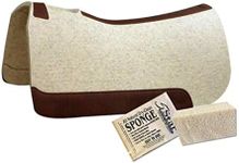 5 Star Horse Saddle Pad - 1" Thick Western Contoured Natural Pad - The Performer Full Skirt 32" X 32" Free Sponge Saddle Pad Cleaner Included