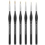 H&S Detail Paint Brushes Set 6pcs Artist Paint Brush Fine Tip Professional for Acrylic Watercolor Oil Painting