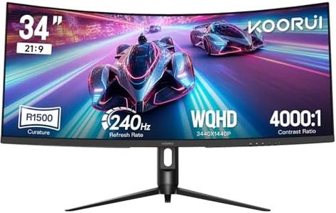 KOORUI 34 inch Ultrawide Curved Gaming Monitor，240hz，WQHD(3440x1440)，HDR400，Contrast 4000:1，1ms，1500R，Adaptive Sync，PIP/PBP，VESA，DP/HDMI G3441XC