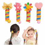 FITVERT 4 Pcs Colorful Telephone Wire Hair Bands for Kids | Candy Colors Braided Hair Ties | Ponytail Phone Cord Hair Ties | Ponytail Holder Hair Accessories for Girls (Classic)