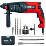 iBELL RH26-82 Rotary Hammer Drill | 850W | 3J Impact Energy | 26mm SDS Plus | 0-900 RPM | 4000 BPM | 26mm Concrete | 68mm Masonry | 30mm wood | 13mm Steel | 3.5Kg | 13 mm adittional chuck & bits