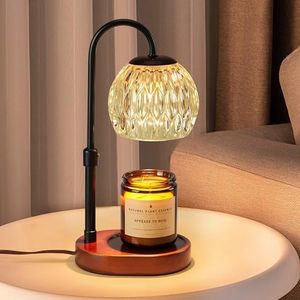 Dreamholder Candle Warmer Lamp, Glass Electric Wax Melter Lamp with Timer & Dimmer, Vintage Wax Warmer Adjustable Height for Various Sizes Scented Candles for Home Decor Gifts, 2x50W Bulbs, Black