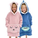 The Big Softy Kids Oversized Hoodie - Blanket Hoodie for Kids 3-10 yrs – Cute Animal Snuggle Hoodie Kids – Soft & Warm Oversized Blanket Hoodie Kids - Hooded Blanket Kids – Girls & Boys (Pink Bunny)