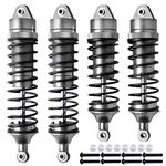 AllinRC 4Pcs All Metal Aluminum Front & Rear RC Shocks for 1/10 RC Truck Traxxas Slash 2WD/4x4 Rustler 4X4 Shocks Stampede 4X4 Shocks Hoss 4X4 Replace 5862 3760 3762 (Gray)