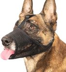 LUCKYPAW Dog Muzzle, Mesh Muzzle for Large Medium Small Dogs, Soft Dog Muzzle to Prevent Biting Chewing with Adjustable Head Strap, Allows Panting and Drinking, Perfect for Vet Visit (Black, M)