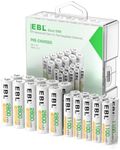 EBL Rechargeable Batteries Combo, AA 2800mAh (10 Counts) and AAA 1100mAh (10 Counts) High Capacity Precharged Ni-MH Rechargeable Batteries with Battery Organizer Storage Box