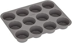 GOURMEO 12 Silicone Muffin Pan - Nonstick Baking Pans for English Muffins - Baking Tin Tray with Cupcake Cups