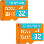 TCELL MASSTIGE 32GB 2 Pack microSDHC A1 USH-I U1 100MB/s Full HD Memory Card with Adapter