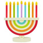 The Dreidel Company Hanukkah Children Wooden Chanukah Menorah with Removable Candles (Single)