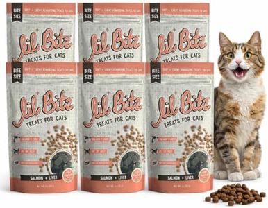Lil' Bitz Soft & Chewy Cat Treats, Bite Size Rewarding Treats for Cats, Made with Natural Ingredients, Salmon & Liver Flavor, Perfect for Training & Bonding, 6 Pack (3 oz Each)