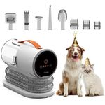 AIRROBO Pet & Dog Grooming Kit with Vacuum Suction Picks Up 99% Pet Hair, Cat & Dog Grooming Brush, Pet Dog Clippers - 5 in 1 Professional Pet Grooming Kit 2L