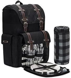 ZORMY Picknickrucksack für 4 Personen mit Decke und Kühltasche, All-in-One Tragbare Picknicktasche mit Besteckset, Picknickkorb-Set mit Weinbeutel, Perfekt für Camping (Black)