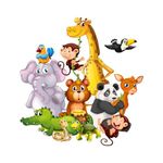 AH Decals Cartoon Animal Wall Sticker Animated Wall Sticker Beautiful Created Designs Kids Room Sticker Wall, Hall, Living Room,Poster 3D Background Removable Sticker Gallery Poster