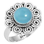 925 Sterling Silver Ring Natural Blue Chalcedony Handmade Jewelry Size 26 (99088_BCL_R128)