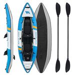 WOLF ARMOR Inflatable Kayak 1 and 2 Persons with Accessories & EVA Padded Seats, Fishing, Touring, Adventure Tandem Kayak for Lakes, Rivers, Oceans, Blue