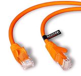 rhinocables CAT6 High-Speed Gigabit Ethernet Patch Network Cable for LAN — Snagless Cable with RJ45 Connector Lead — for Internet, Router, Modem, Smart TV, PC & Laptop (1m, Orange)