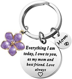 Mother’s Day Keychain Gifts Mom Gift from Daughter and Son for Birthday Best Mom Ever Love Always Keyring, Purple, Medium