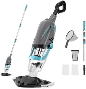 Pool Vacuum Cleaner,Pool Hoover Vacuum for Above Ground Pool with max 55inch Telescopic Pole,Rechargeable Swimming Pool Vacuum 18.5 GPM Suction for Spas, Hot Tubs,Leaf-Scooping Net included