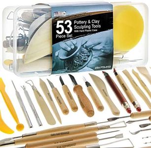 U.S. Art Supply 53 Piece Pottery & Clay Sculpting Tool Set with Hard Plastic Storage Box