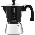 GROSCHE Milano Induction Stovetop Espresso Maker Moka Pot for Greca, Induction, Electric & Gas Stoves, Stovetop Espresso Maker, Canadian Brand! | 6 Espresso Cup, Black