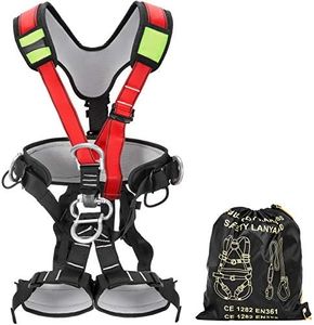 Happybuy Safety Climbing Harness Fall Protection Rock Climbing Equip Gear Rappelling Harness Ideal for Rock Climbing Floor Escape Rappelling Roofing Working and Other Activities