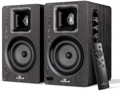 LARKSOUND Active Bookshelf Speakers for Turntable, Powered PC Desktop & TV Audio, Aluminum Horn Tweeter, 4" Woven Glass Fiber Woofer, Built-in Amp, BT/Opt/ARC/AUX/USB, Black