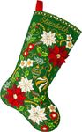 Bucilla, Poinsettia Elegance, Felt Applique 18" Stocking Making Kit, Perfect for Holiday DIY Arts and Crafts, 89684E