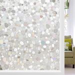 LEMON CLOUD Window Privacy Film Frosted Window Film Static Window Cling Privacy Film Stained Glass Window Film 3D Pebble Decorative Vinyl Window Stickers for Door Kitchen No Glue (45x200cm)