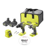 Ryobi R18PD3RID-215S 18V ONE+ Cordless Combi Drill and Impact Driver Starter Kit (2x 1.5Ah) Amazon Exclusive