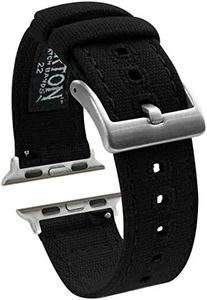 BARTON WATCH BANDS - Black Canvas Watch Bands Compatible with Apple Watch Models - 1, 2, 3, 4, 5, 6, 7, 8, 9, 10, SE, Ultra & Ultra 2 - (38mm/40mm/41mm)