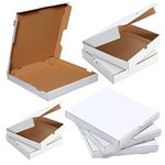 100 x Pizza Boxes 10" Flat Cardboard Postal Takeaway Style Plain White Boxes