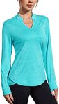 COOrun Long Sleeve Workout Shirts for Women Yoga Athletic Casual Tops Gym Running Breathable Shirt Quick Dry Turquoise XX-Large-