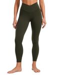 CRZ YOGA Womens Butterluxe Cross Waist 25'' Workout Leggings - V Cross High Waisted Gym Leggings Yoga Soft Leggings Olive Green 10