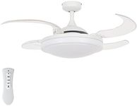 Beacon Lighting Fanaway Evora 90cm Ceiling Fan with Retractable Blades and Light in White