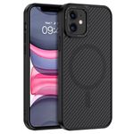 BENTOBEN for Magnetic iPhone 11 Case, Phone Case iPhone 11 [Compatible with MagSafe] Slim Fit Smooth Carbon Fiber Design Shockproof Women Men Girls Boys Protective Case Cover for iPhone 11 6.1, Black