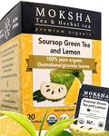 Pure Soursop Tea with Green Tea & Lemon pure Graviola Leaf- Guanabana Leaves- 20 Organic Tea Bags Moksha Ayurveda